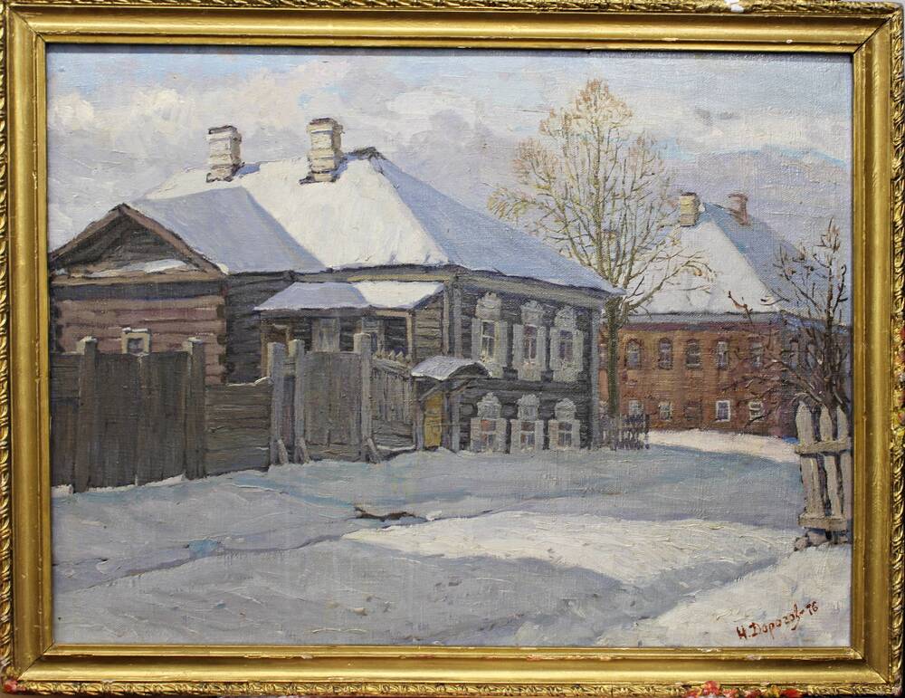 Картина Дом в г.Енисейске, в котором жили члены 4ой Государственной Думы в 1915-1916 гг. 1976 г.