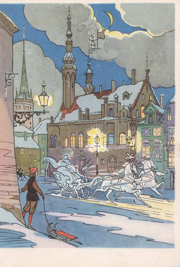 Карточка почтовая (открытка) иллюстрация к сказке Снежная королева