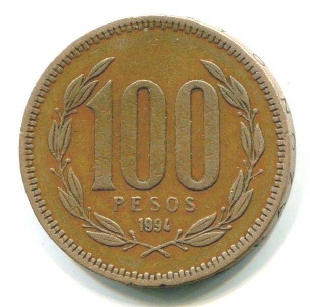 Монета. 100 PESOS. 100 песо. Чили Республика