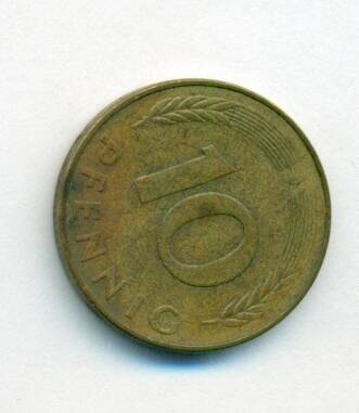 Монета. 10 пфенингов. Федеративная Республика Германия.