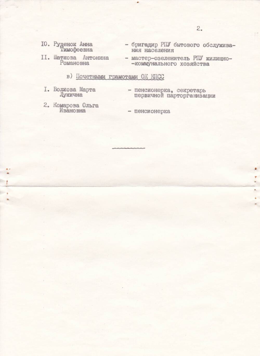 Документ Список лиц, награжденных Почетными грамотами