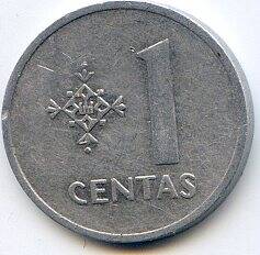 Монета 1 цент, 1991 год. Литва.
