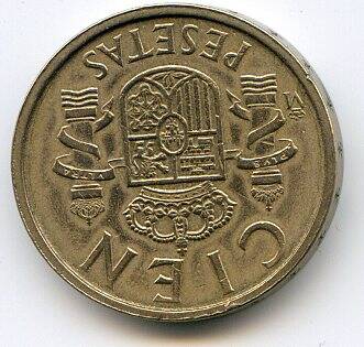 Монета 10 песет, 1984 г. Испания.