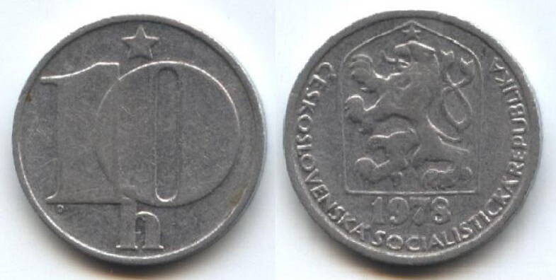 Монета
Чехословацкой социалистической республики, 1978 г. «10 h»