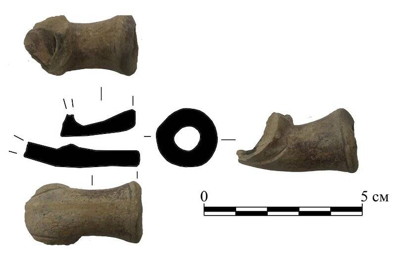 Фрагмент мундштука трубки курительной сероглиняной.