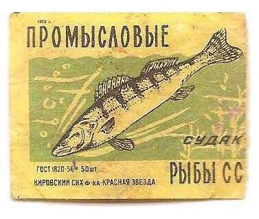 Спичечная этикетка из серии «Промысловые рыбы СССР». «Судак».