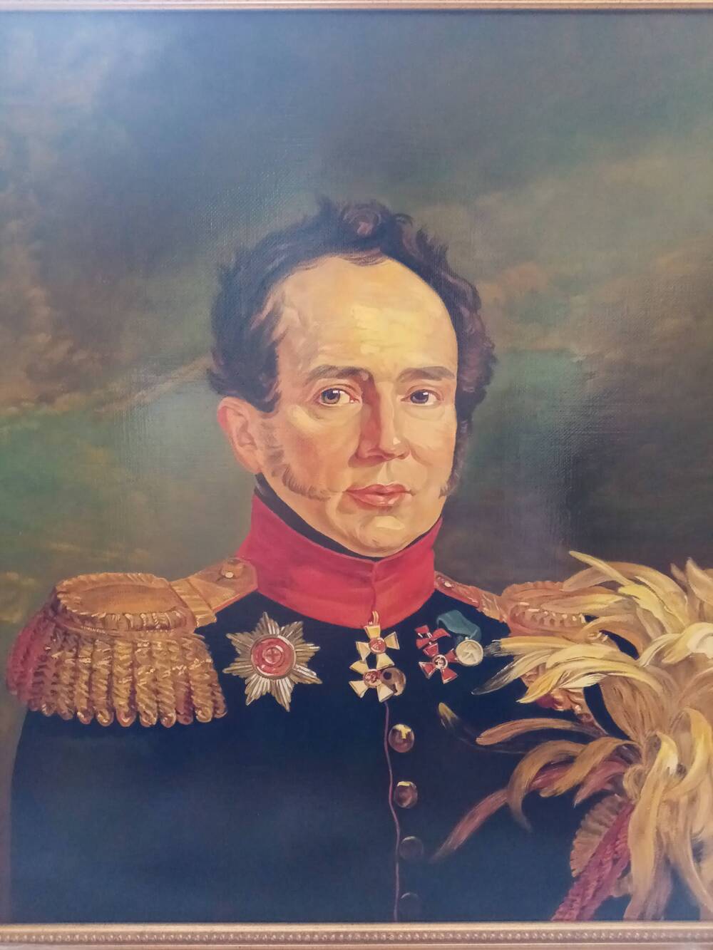 Картина Портрет генерала-лейтенанта Сулима Николая Семеновича. Автор Хасанов Хаджи Акбар. Без видимых повреждений.