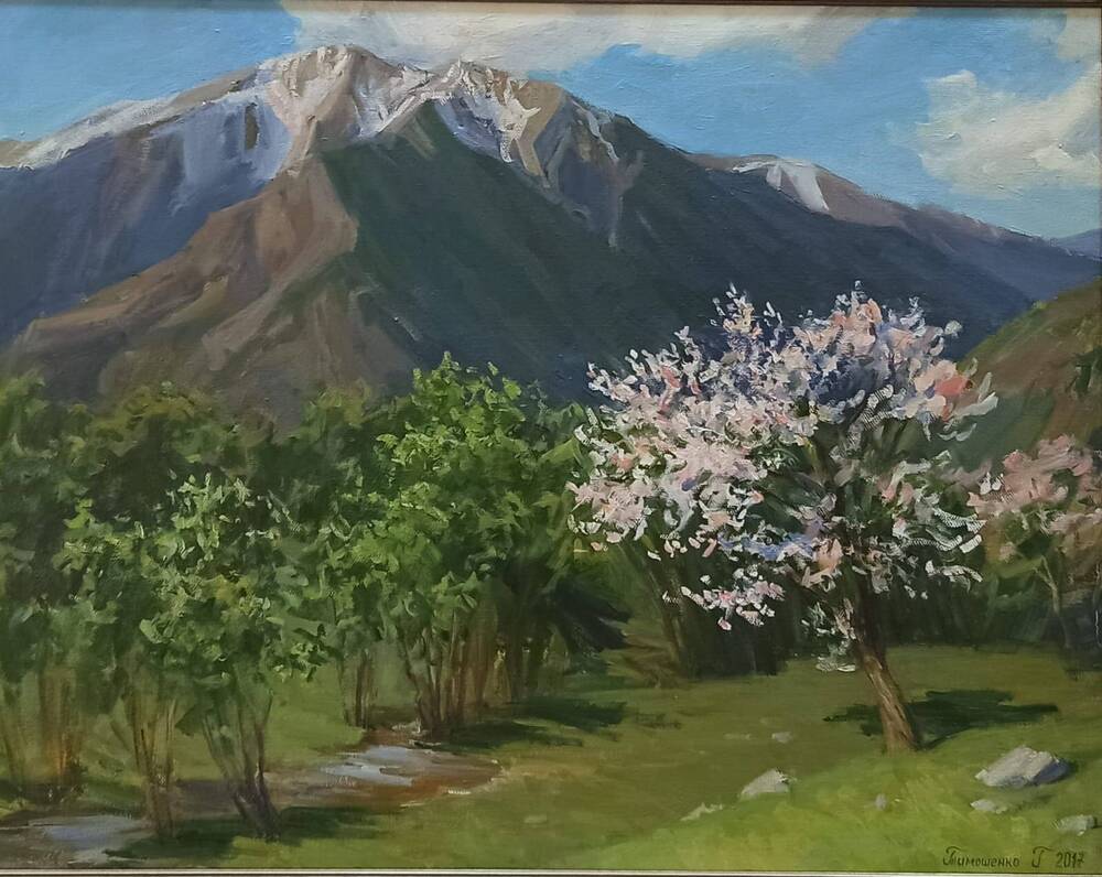 Цветущее дерево в горах
