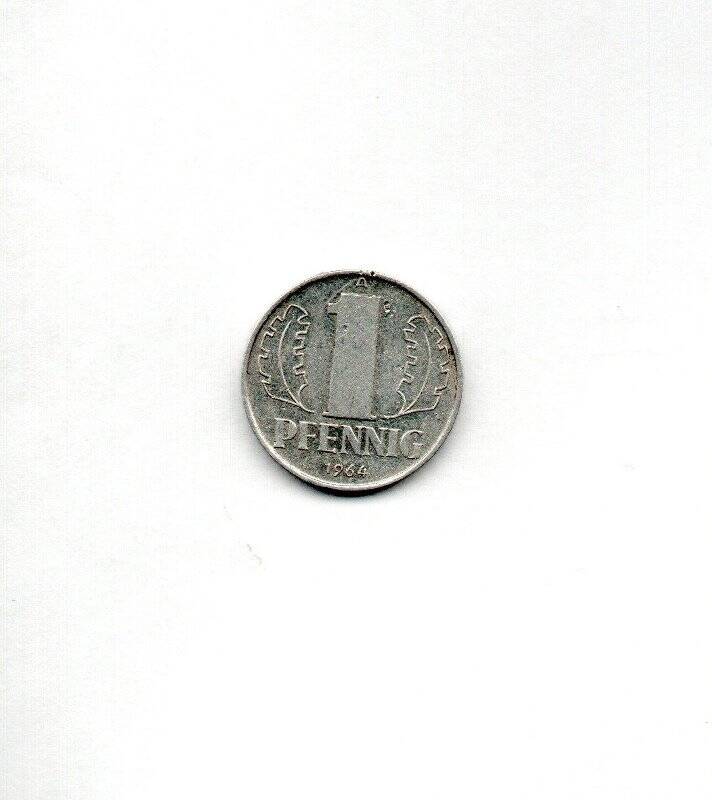 Монета. 1 пфенинг. ГДР