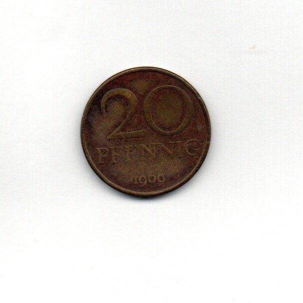Монета. 20 пфенингов. ГДР