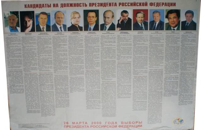 Плакат Кандидаты на должность Президента РФ 26 марта 2000 г..
