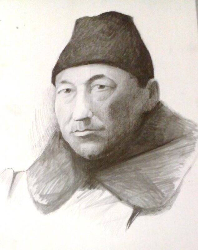 Портрет Бургана Шарафа из дерева,художник Хакимов Р.А.