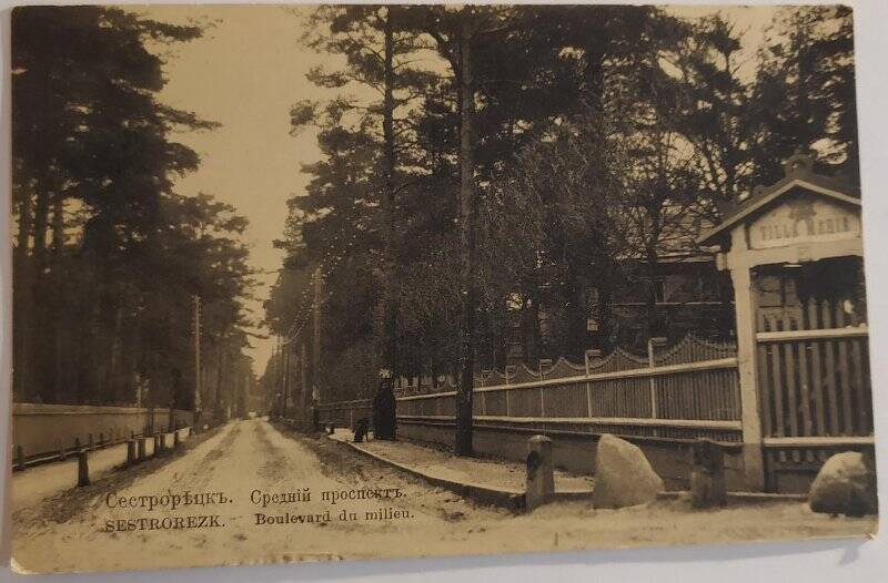 Фотооткрытка «Cестрорѣцкъ.Среднiй проспект. Boulevard du milieu »