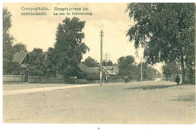 Фотооткрытка «Сecтрорѣцкъ. Петербургская ул. Sestrorezk. Lа rue de Petersbourg».