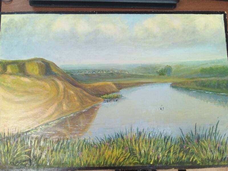 пейзаж
Стремоухова А.А., местного художника -Река Сейм. (вид на Льгов от нефтебазы) окрестности г.Льгова. 1995 год