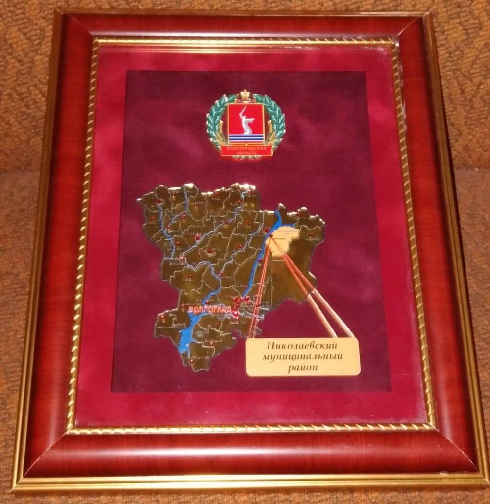 Сувенир подарочный в виде топографической карты Волгоградской области