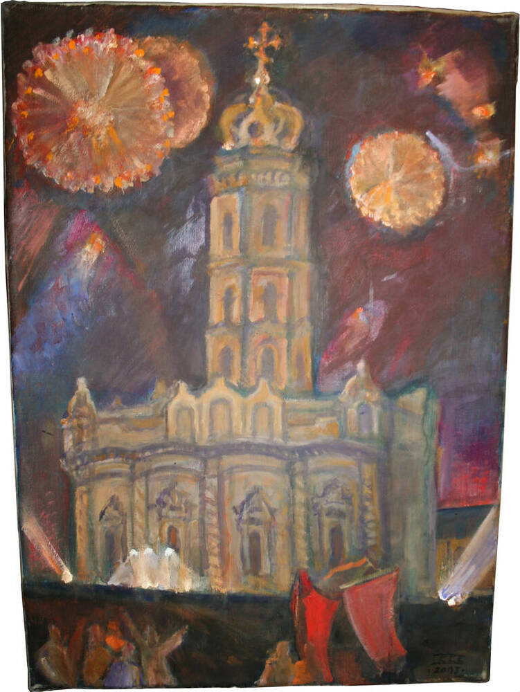 Картина Салют на 300-летия храма Знамения(Дубровицы)