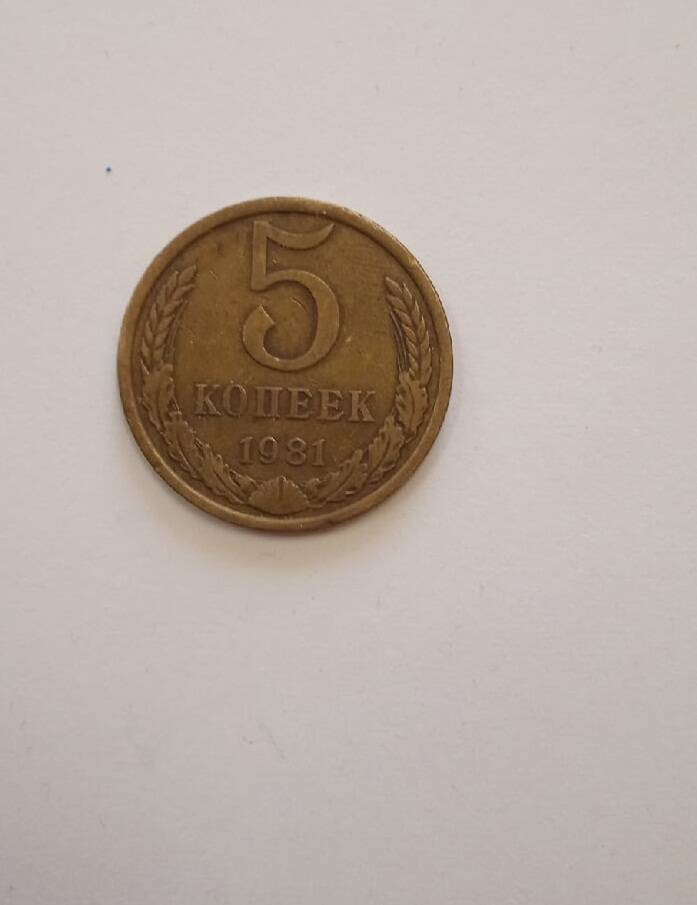 Монета 5 копеек.