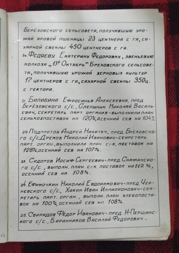 Книга Почета 1945 года передовиков сельского хозяйства Дмитриевского района Курской области