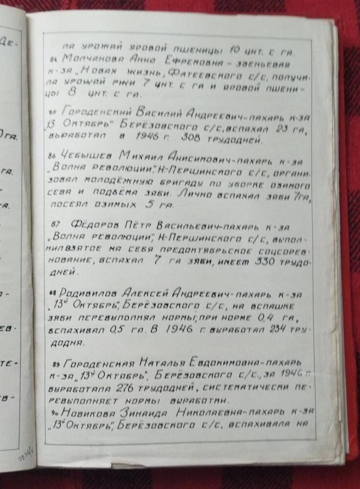 Книга Почета 1945 года передовиков сельского хозяйства Дмитриевского района Курской области