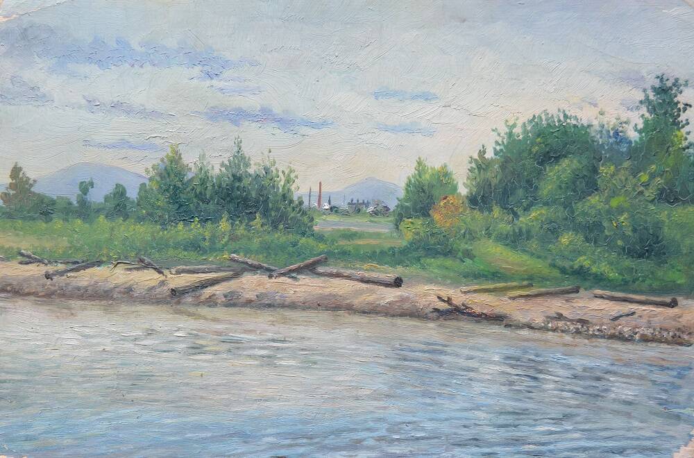 Картина «Река Даубихе около Арсеньева». Автор Грачев Владимир Никитович. 1962 г.