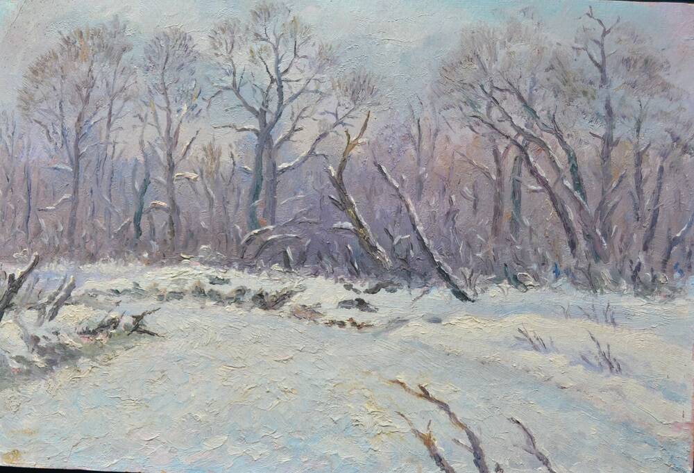 Картина «Зима на р. Даубихе». Автор Грачев Владимир Никитович. 1962 г.
