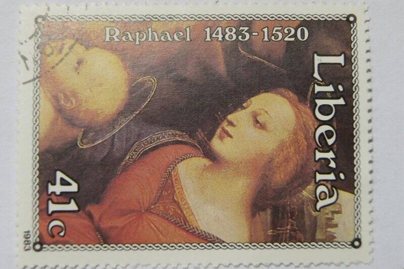Почтовая марка Liberia Raphael 1483-1520 Номинал 41 c.