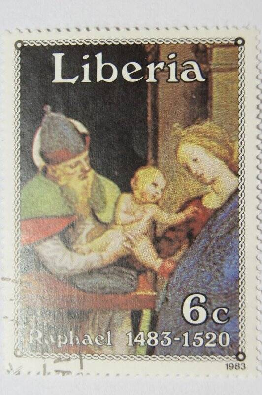 Почтовая марка Liberia Raphael 1483-1520 Номинал 6с.