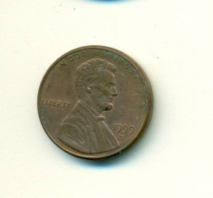 Монета. США. 
 1 цент  1999 г.