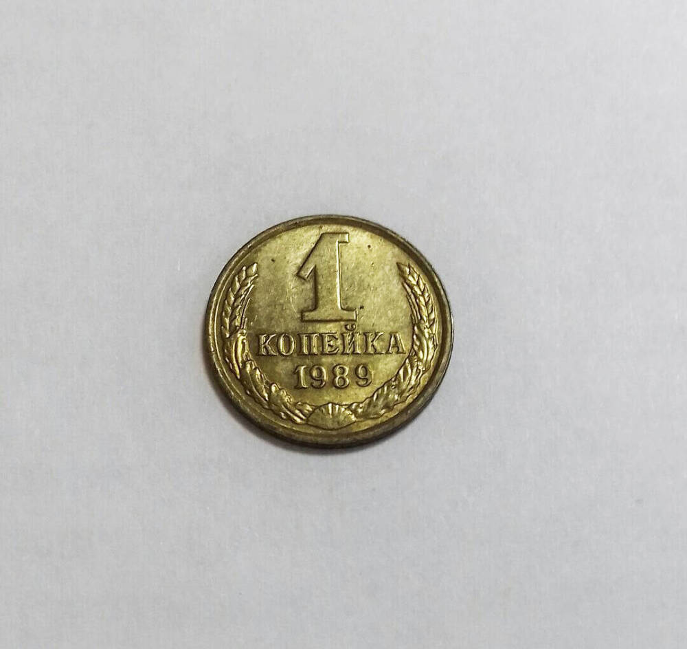 Монета СССР 1 копейка 1989 г.