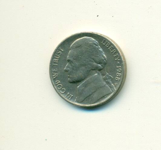 Монета. США.
5 центов 1988 г.