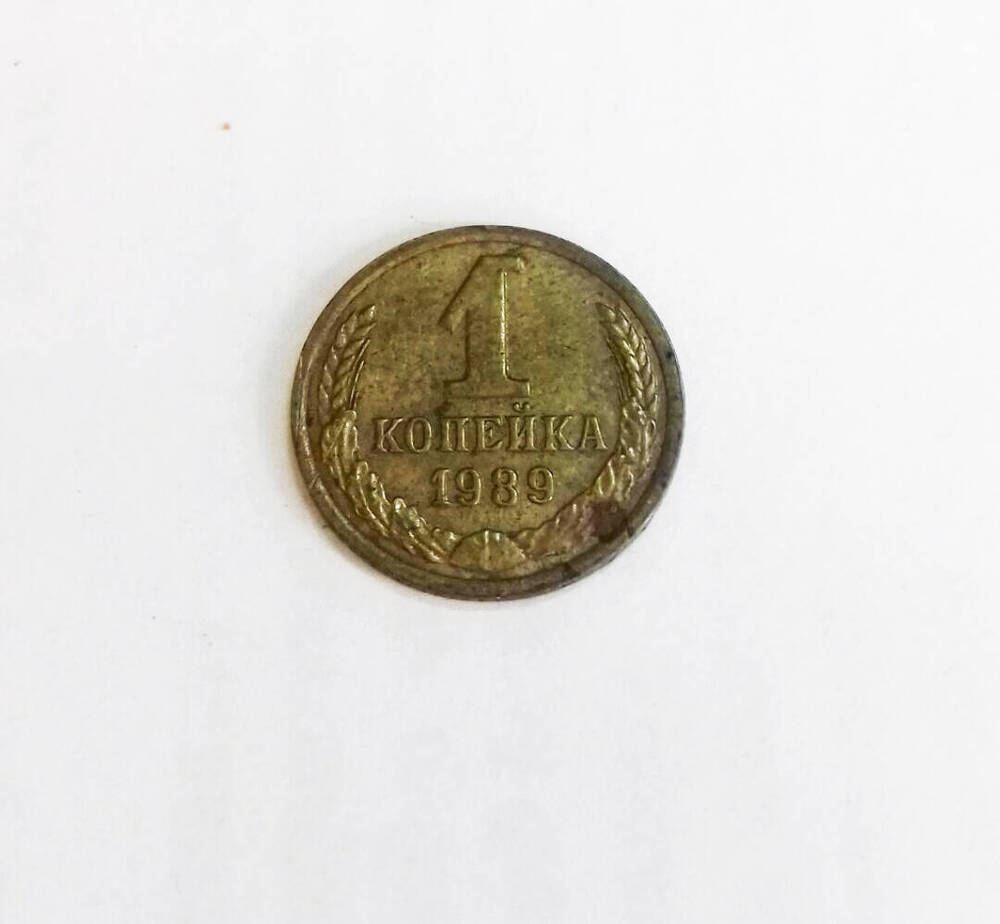 Монета СССР 1 копейка 1989 г.