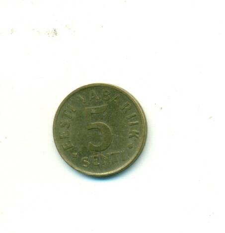 Монета. Эстония.
 5 senti. 1991 г.