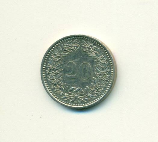 Монета. Швейцария.
 20 франков 1994 г.