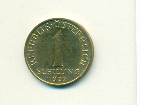 Монета.  Австрия.
 1 шиллинг 1997 г.
