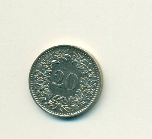 Монета. Швейцария.
 20 франков 1976 г.