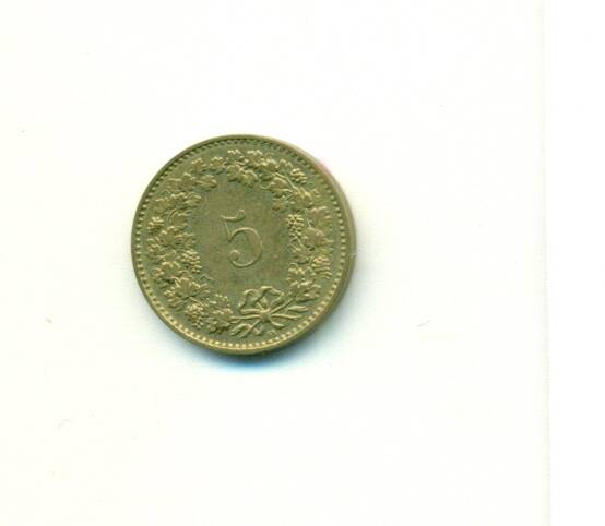 Монета. Швейцария.
 5 франков 1988 г.