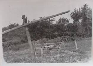Фотография с изображением колодца с «журавлем», х.  «Ляпино», 1950 г.