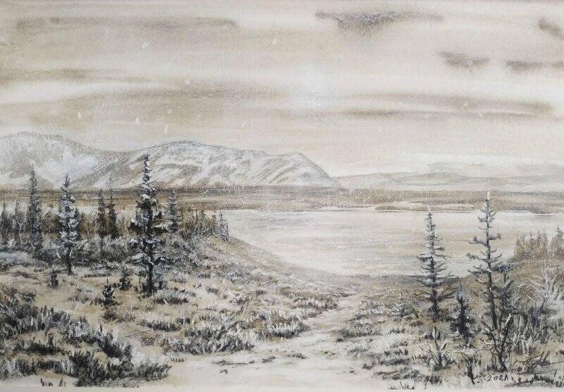Рисунок. «Вид на Уральские горы с Обдорской стороны»