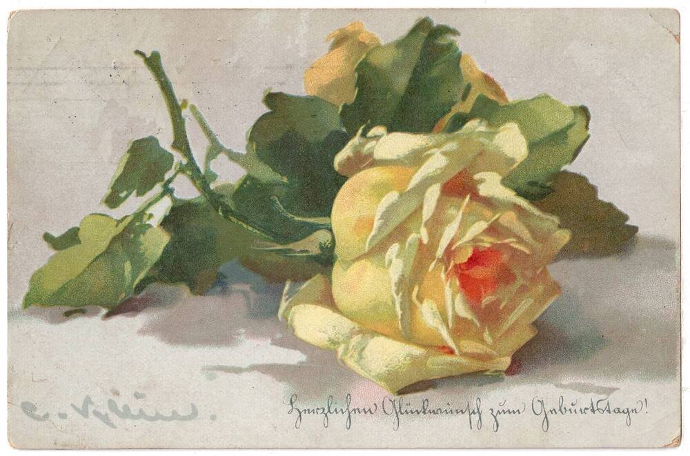 Почтовая открытка Желтые розы. 102.