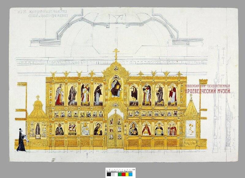 Эскиз. Эскиз центрального иконостаса собора Александра Невского.
