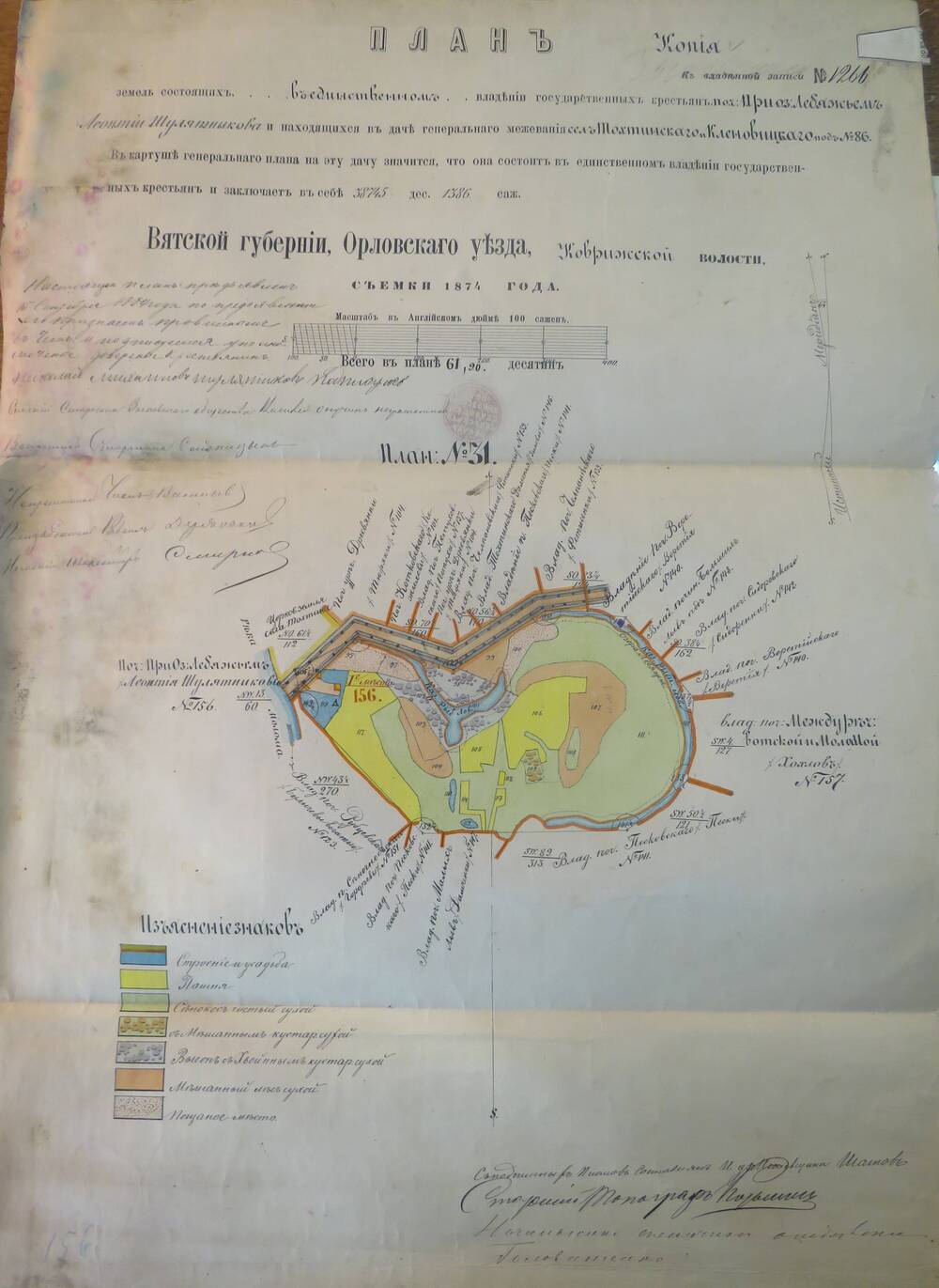 План земель № 1266  Вятской губернии, Орловского уезда, Коврижской   волости.1873г.