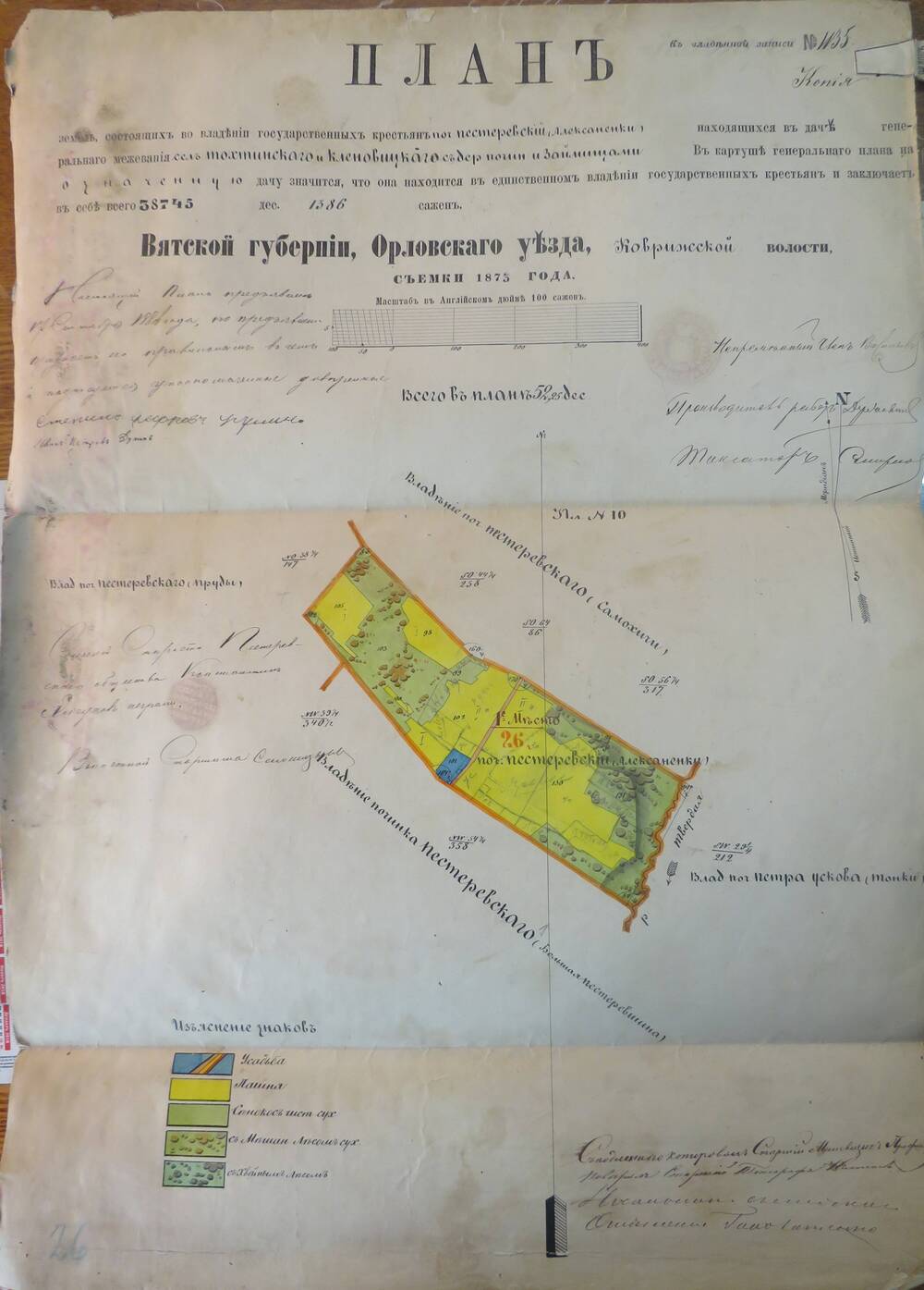 План земель № 1135 Вятской губернии, Орловского уезда, Коврижской   волости.1873г.