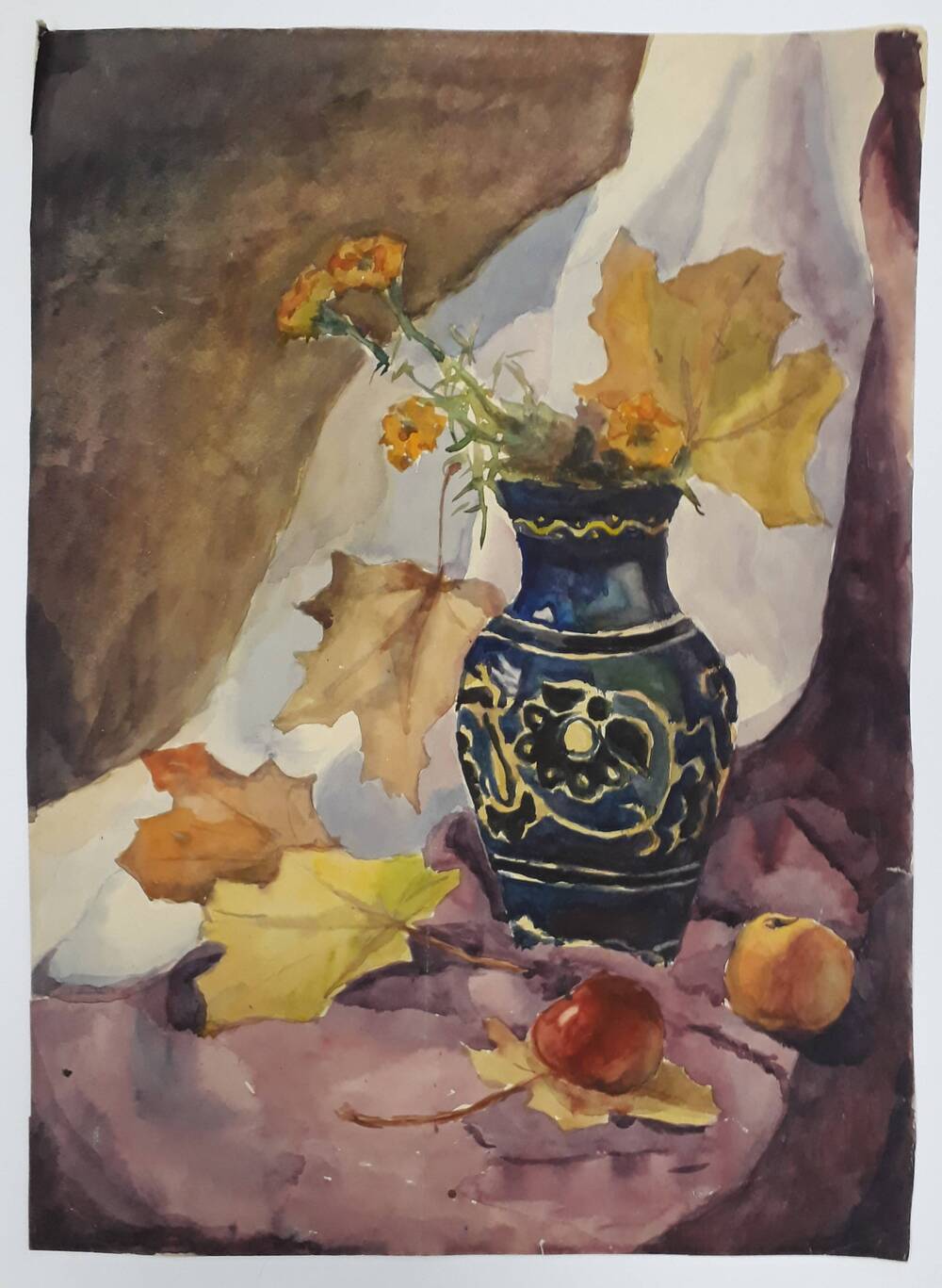 «Натюрморт с вазой и кленовыми листьями»