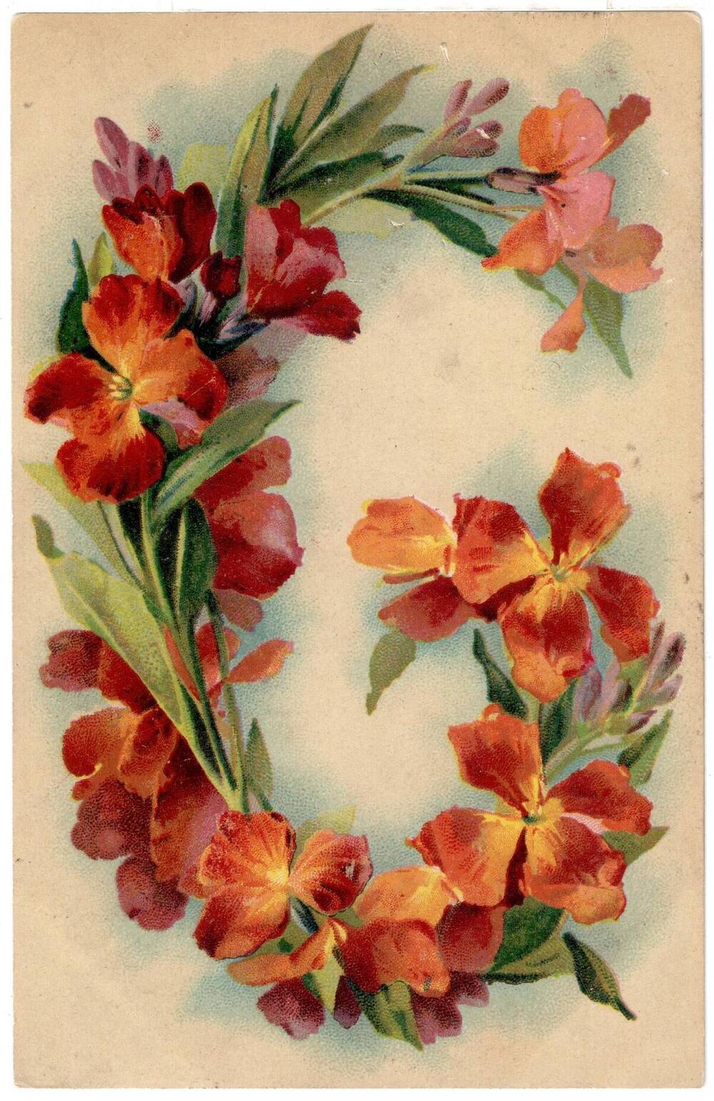 Почтовая открытка Буква G. Цветочный алфавит.