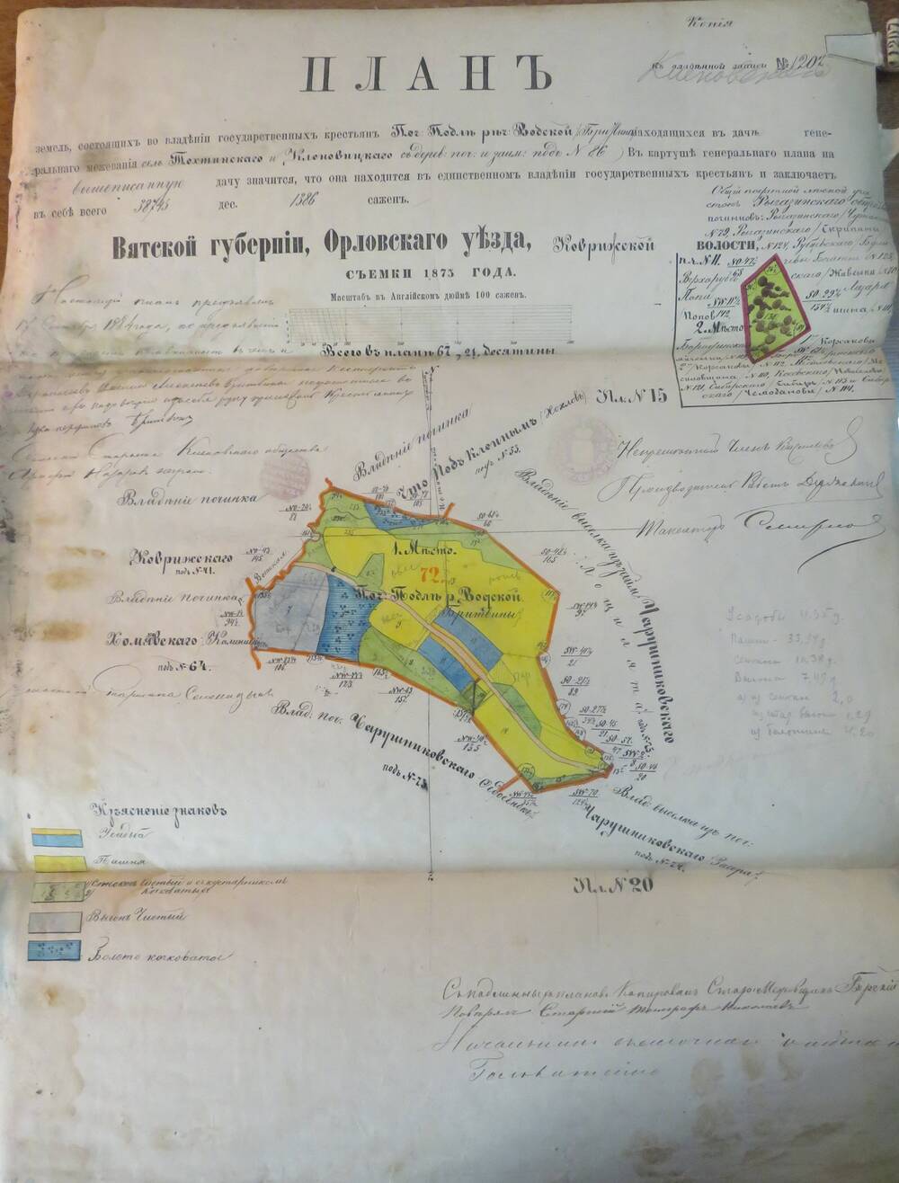 План земель № 1207  Вятской губернии, Орловского уезда, Коврижской   волости.1873г.