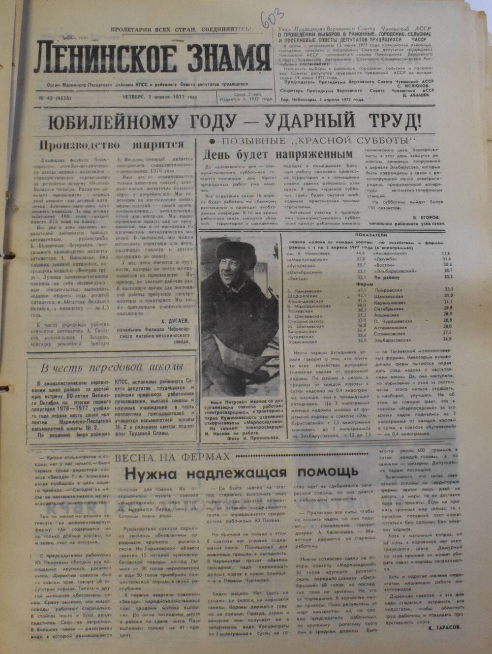 Газета Ленинское знамя от 7 апреля 1977