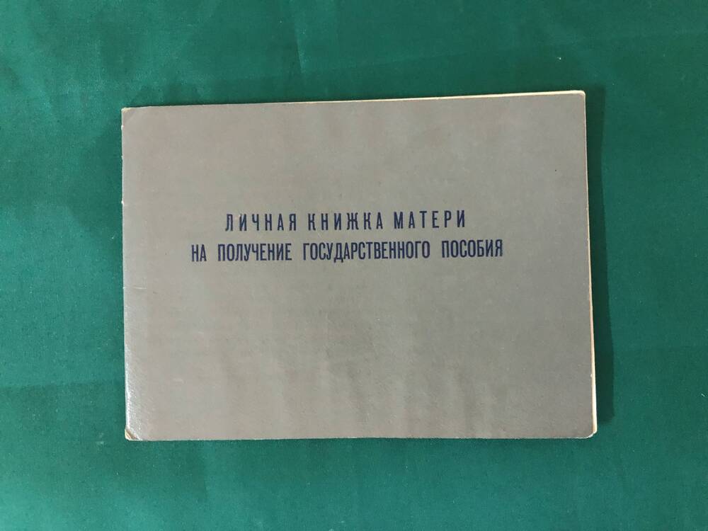 Личная книжка матери на получение государственного пособия Копыловой Капиталины Васильевны № 714483