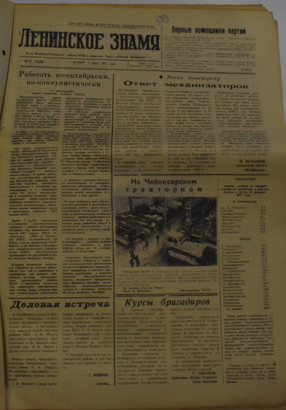 Газета Ленинское знамя от 03 марта 1977