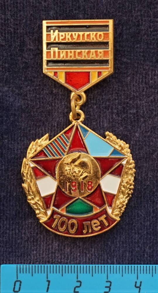 Знак нагрудный 100 лет Иркутско-Пинской дивизии.